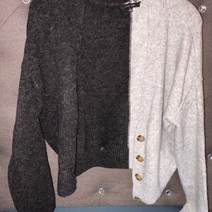 Love Tree Dark and Light Gray Cardigan Sweater